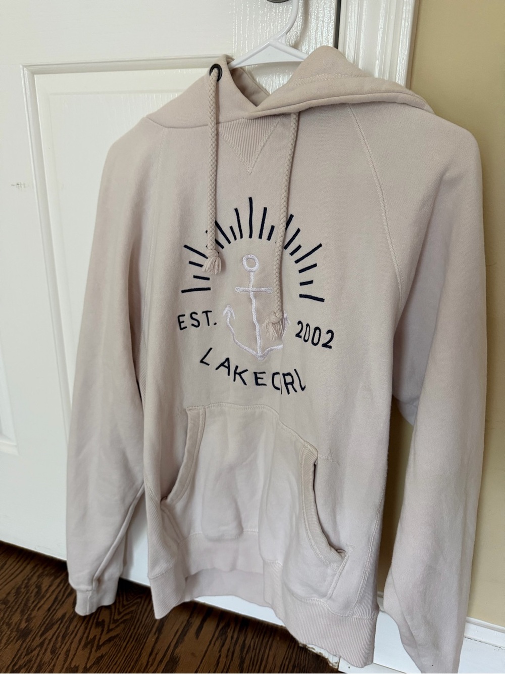 Lake Crew Beige Anchor Hoodie Sweatshirt